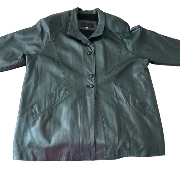 Llonardos Vintage Womens Jacket Size Large Green Leather Pockets Canada - Picture 8 of 12